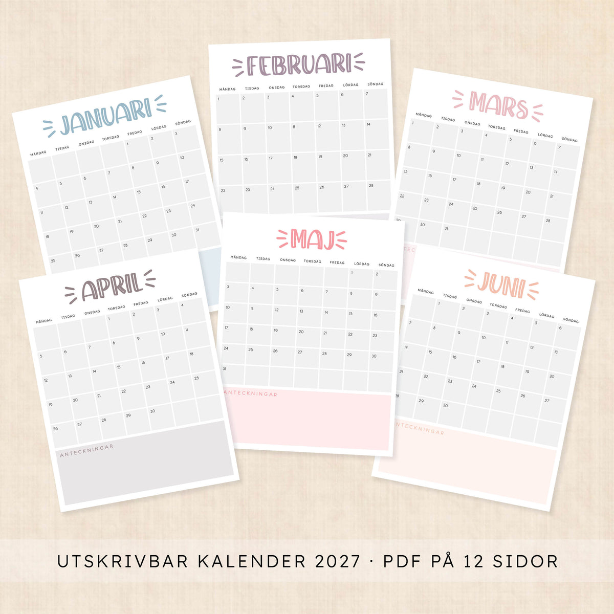 kalender 2027 utskrift