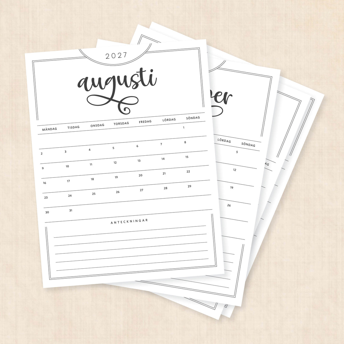 kalender 2027 att skriva ut