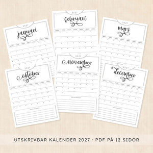 kalender 2027 att skriva ut