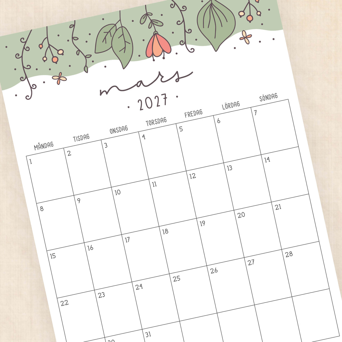 kalender 2027 att skriva ut