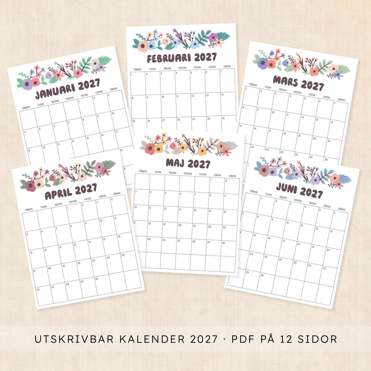 Kalender 2027 att skriva ut
