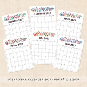 Kalender 2027 att skriva ut