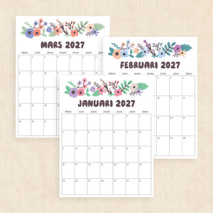 Kalender 2027 att skriva ut