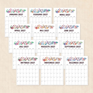 Kalender 2027 att skriva ut