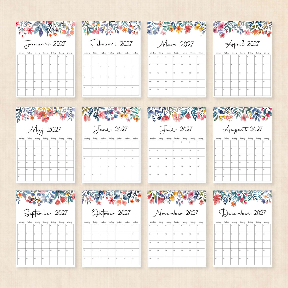 kalender 2027 utskrift
