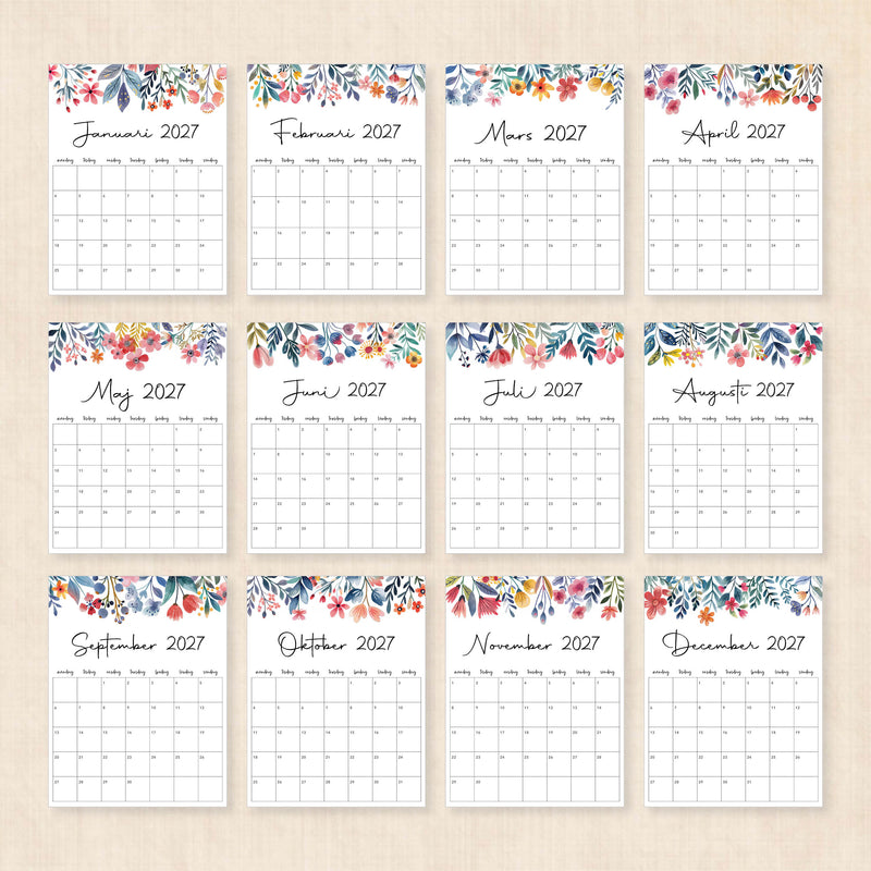 kalender 2027 utskrift