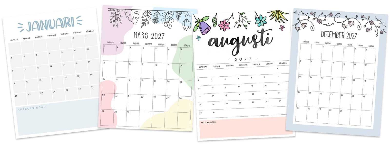 kalender 2027 utskrift
