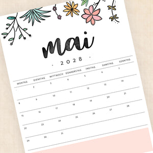 Kalender 2028 zum Ausdrucken