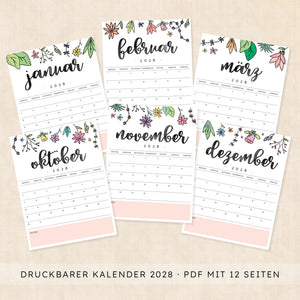 Kalender 2028 zum Ausdrucken