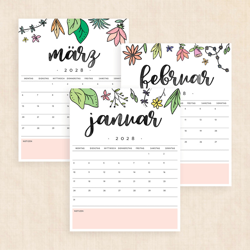 Kalender 2028 zum Ausdrucken