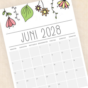 Kalender 2028 zum Ausdrucken