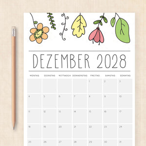 Kalender 2028 zum Ausdrucken