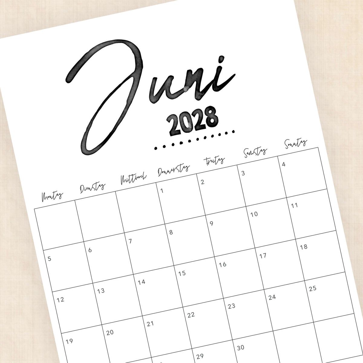 Kalender 2028 zum Ausdrucken