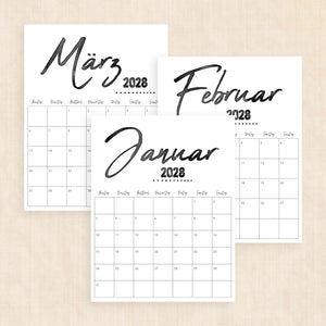 Kalender 2028 zum Ausdrucken