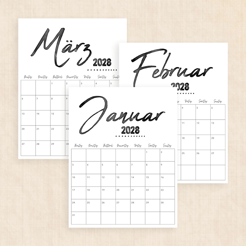 Kalender 2028 zum Ausdrucken