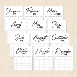 Kalender 2028 zum Ausdrucken