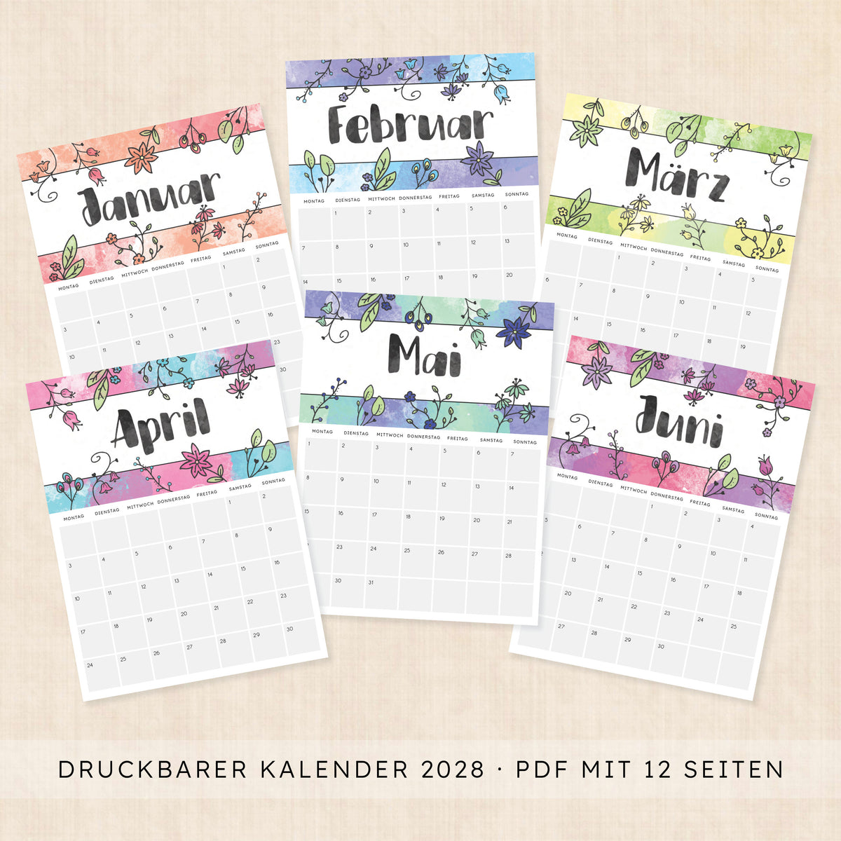 Kalender 2028 zum Ausdrucken