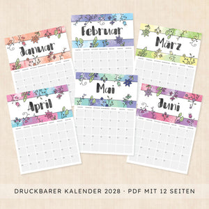 Kalender 2028 zum Ausdrucken