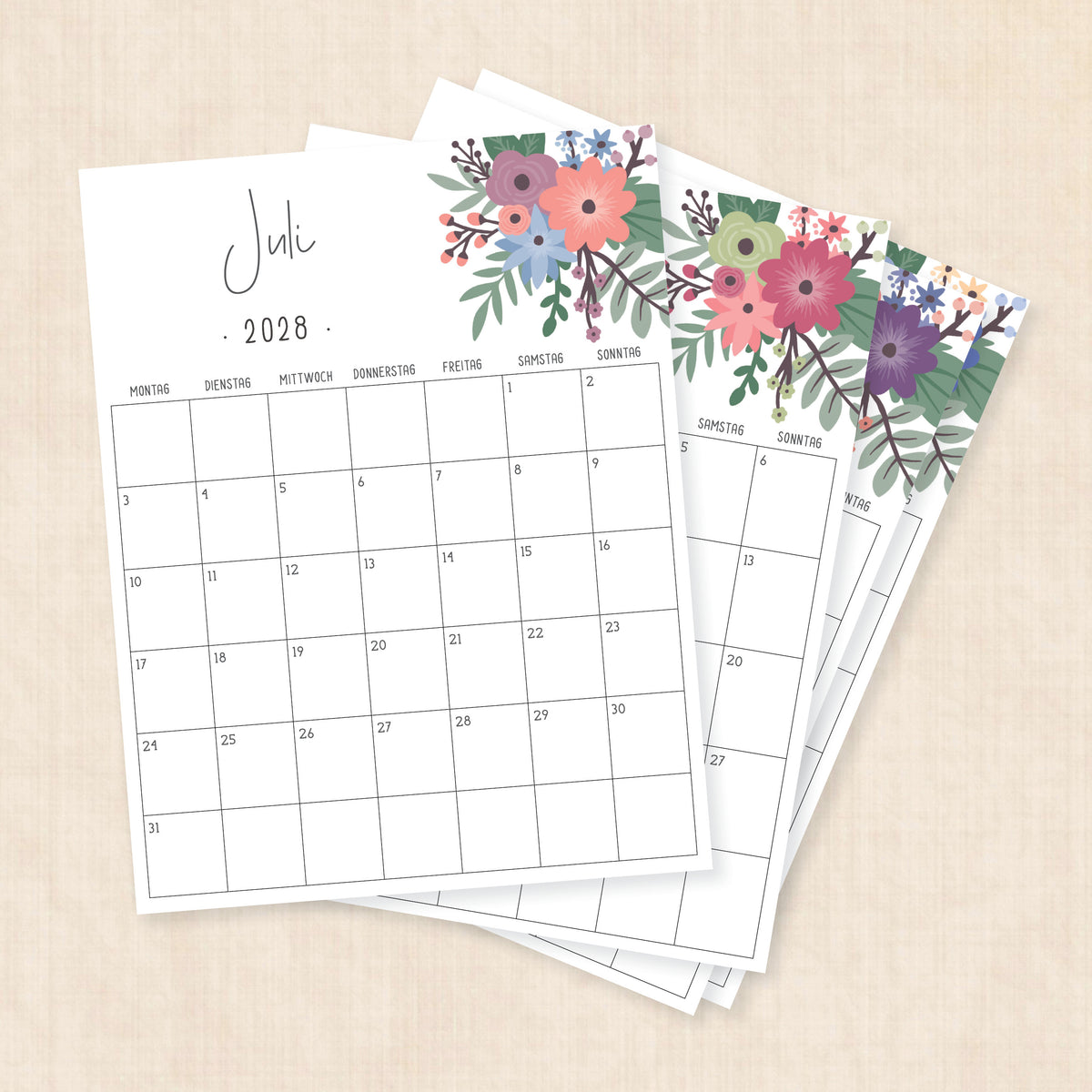 Kalender 2028 zum Ausdrucken