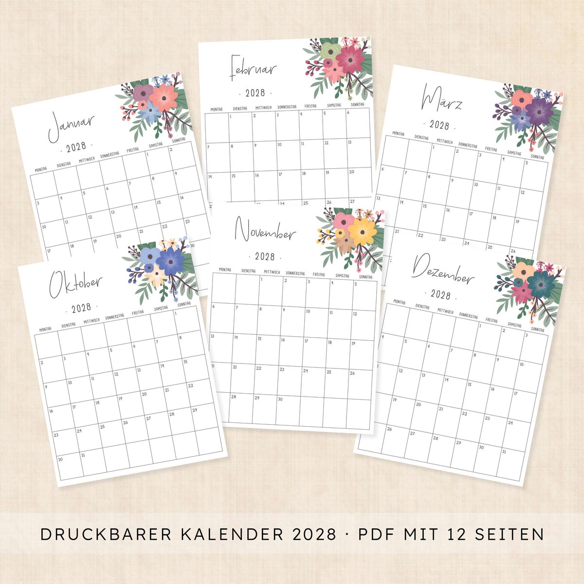 Kalender 2028 zum Ausdrucken