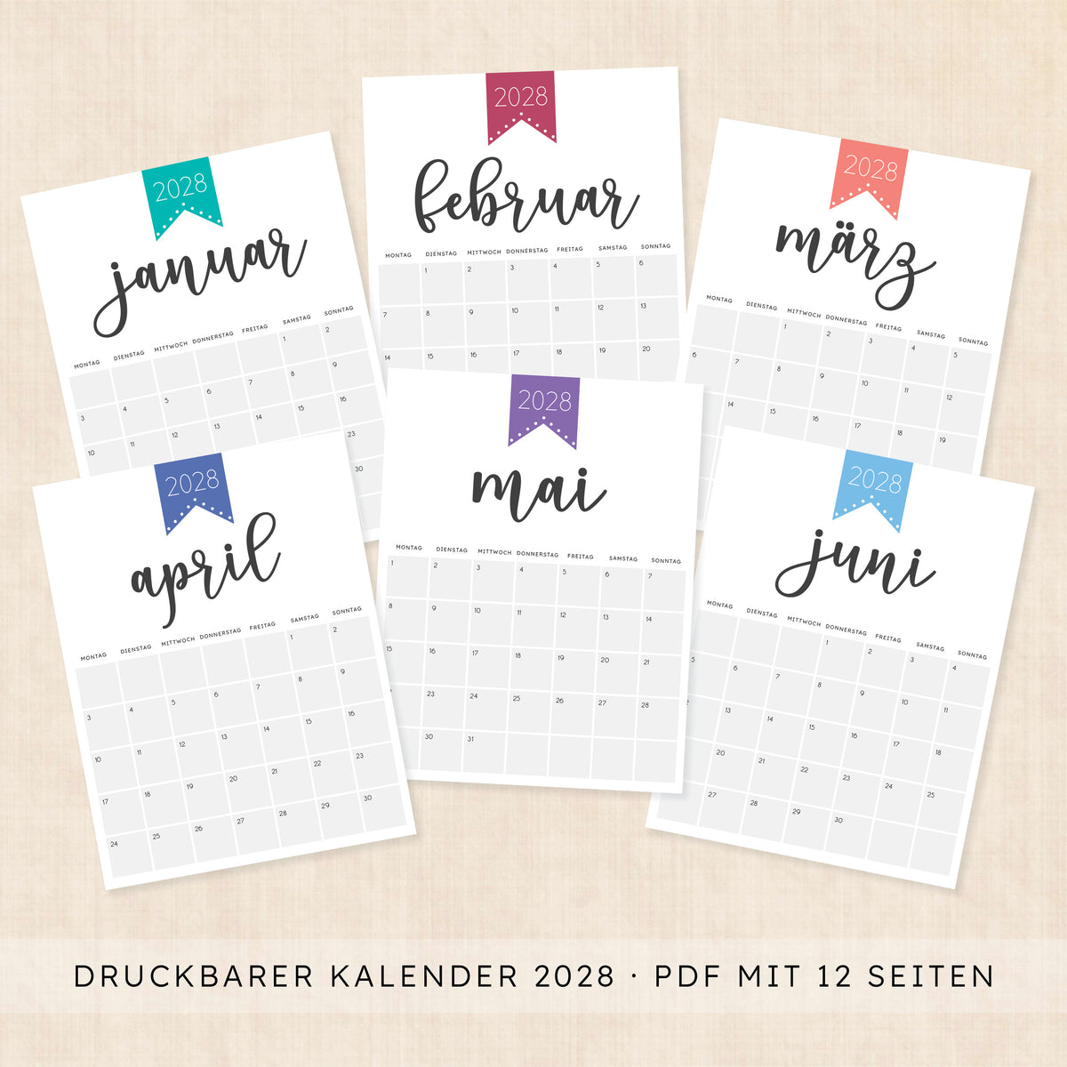 Kalender 2028 zum Ausdrucken