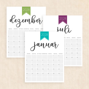 Kalender 2028 zum Ausdrucken