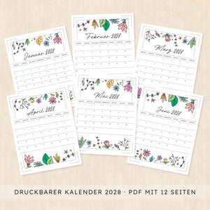 Kalender 2028 zum Ausdrucken
