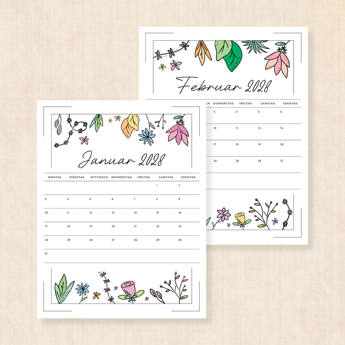 Kalender 2028 zum Ausdrucken