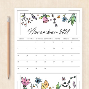 Kalender 2028 zum Ausdrucken