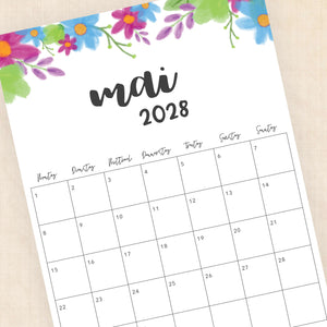 Kalender 2028 zum Ausdrucken