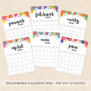 Kalender 2028 zum Ausdrucken