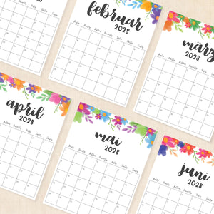 Kalender 2028 zum Ausdrucken