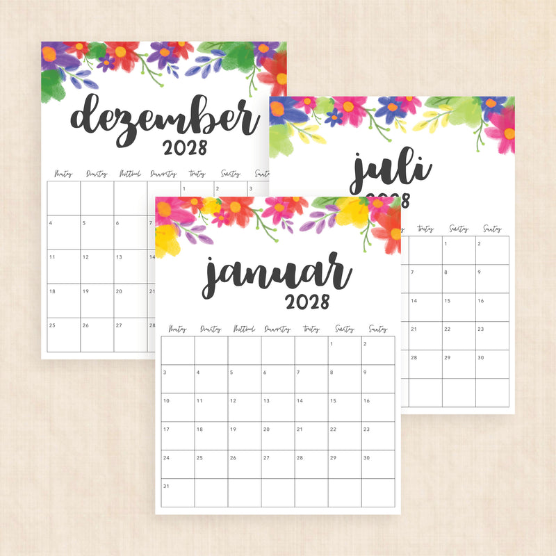 Kalender 2028 zum Ausdrucken