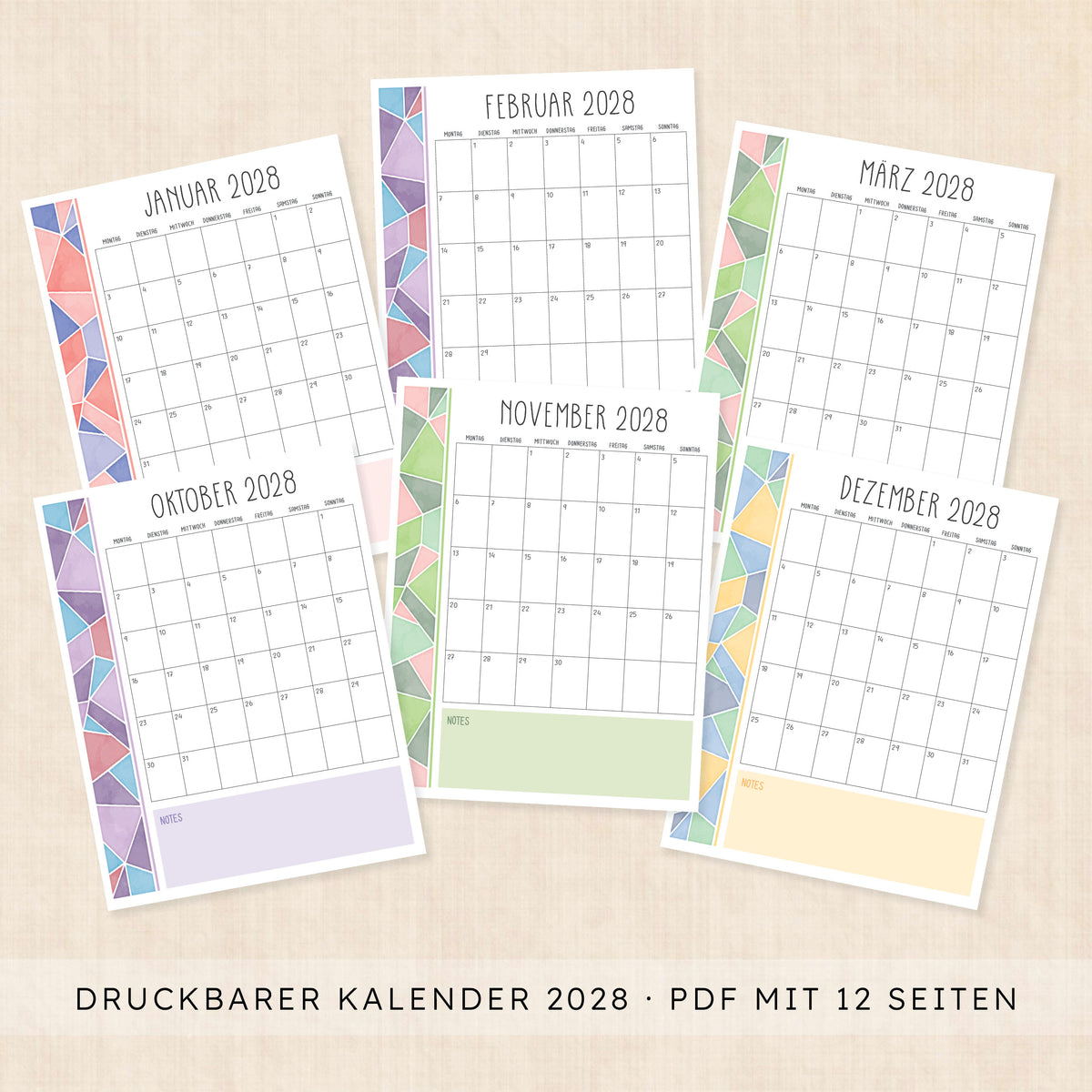 Kalender 2028 zum Ausdrucken