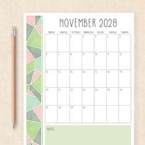 Kalender 2028 zum Ausdrucken