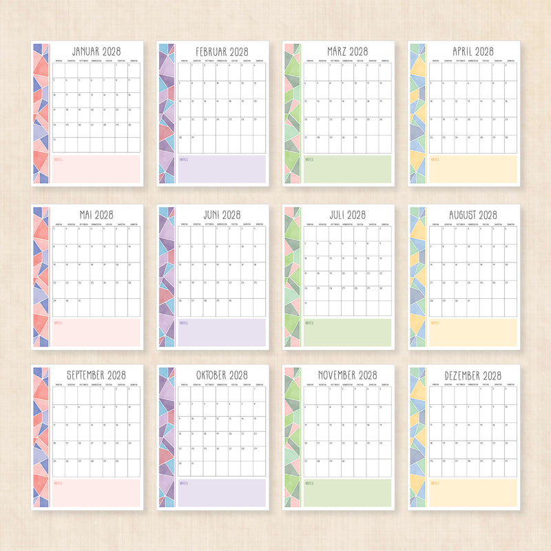 Kalender 2028 zum Ausdrucken