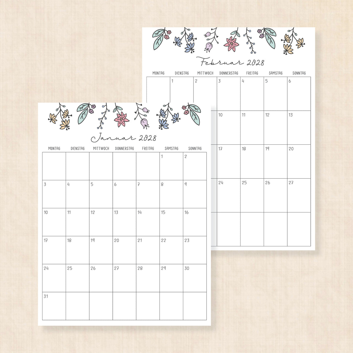 Kalender 2028 zum Ausdrucken
