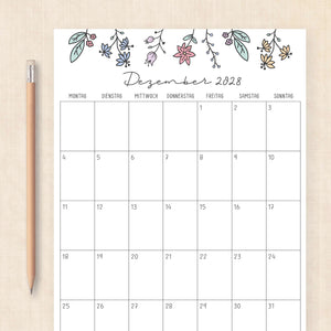 Kalender 2028 zum Ausdrucken