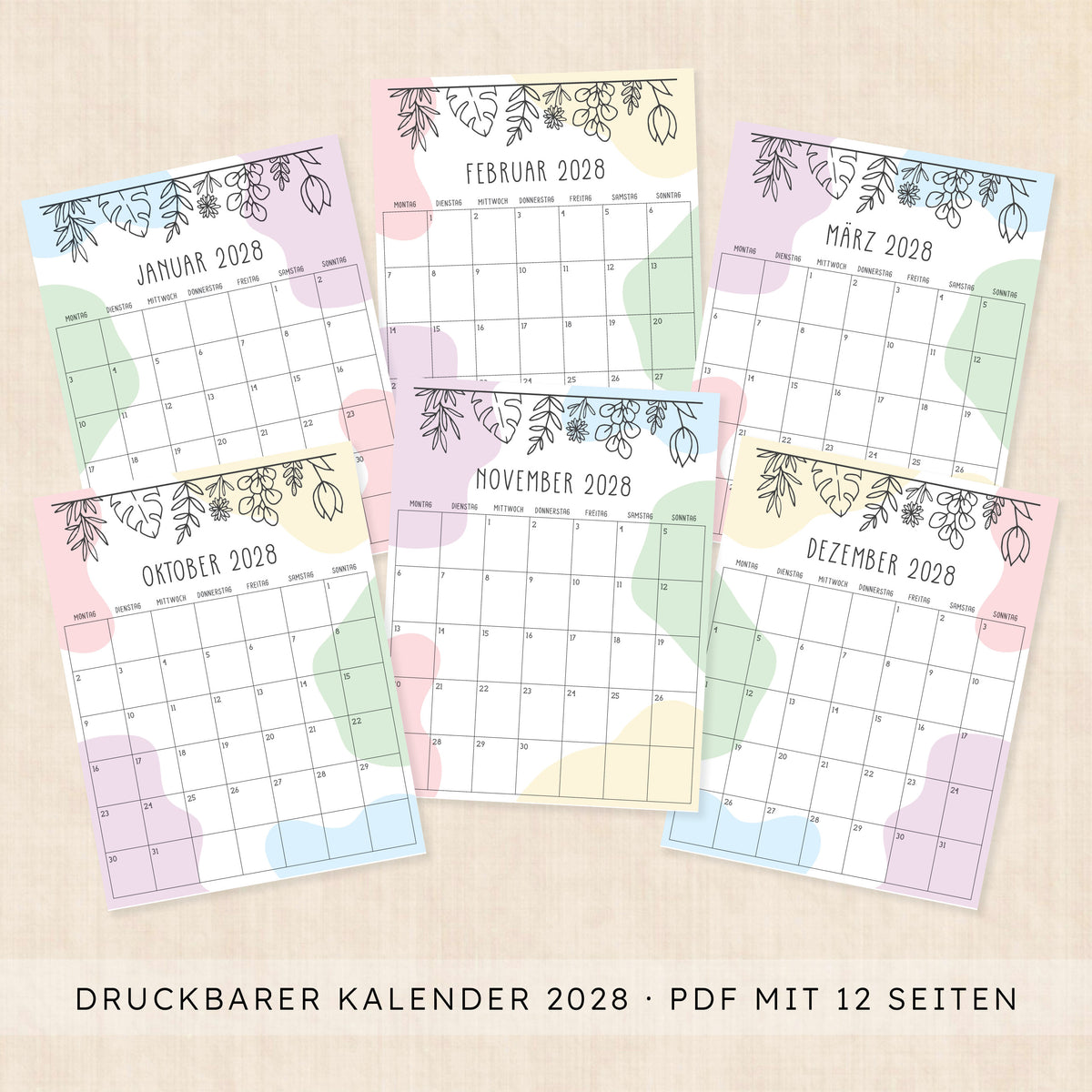 Kalender 2028 zum Ausdrucken