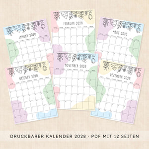 Kalender 2028 zum Ausdrucken