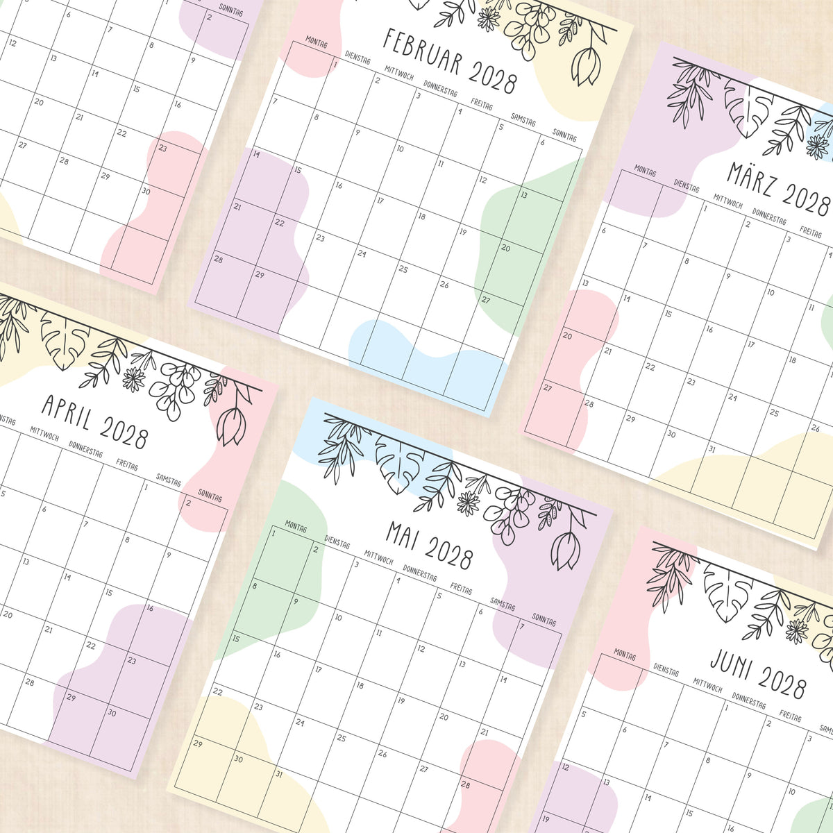 Kalender 2028 zum Ausdrucken