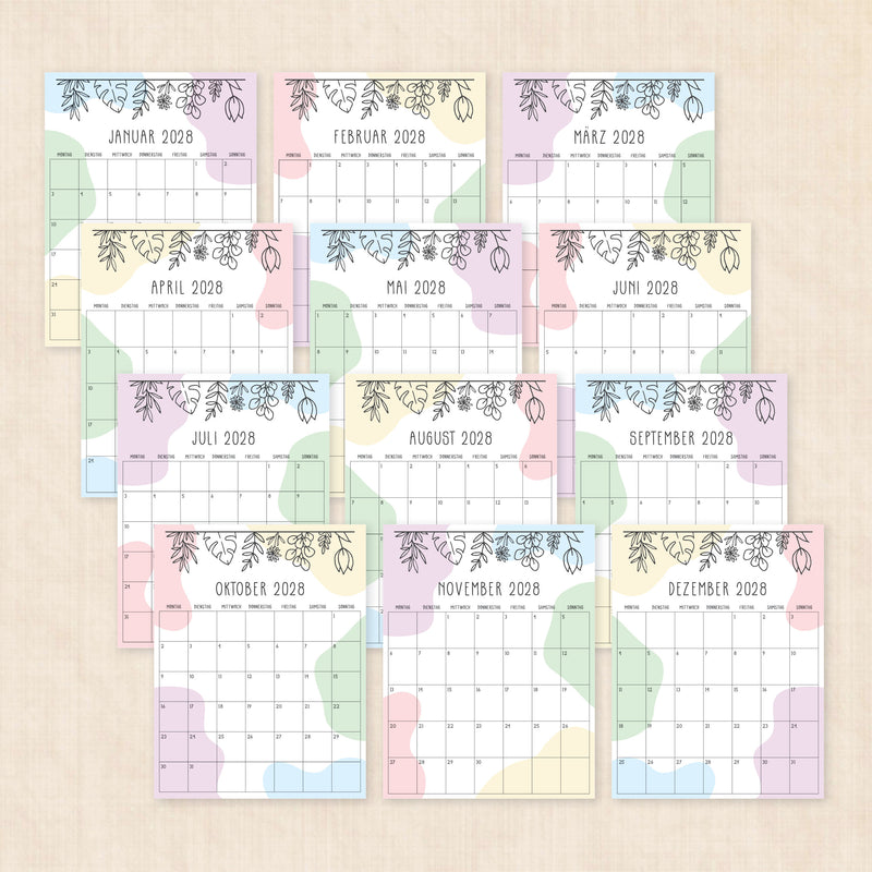 Kalender 2028 zum Ausdrucken