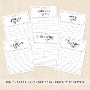 Kalender 2028 zum Ausdrucken