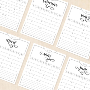 Kalender 2028 zum Ausdrucken