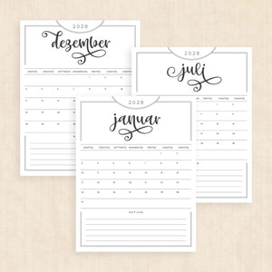 Kalender 2028 zum Ausdrucken