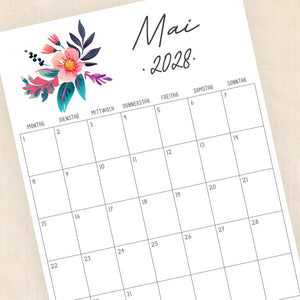 Kalender 2028 zum Ausdrucken
