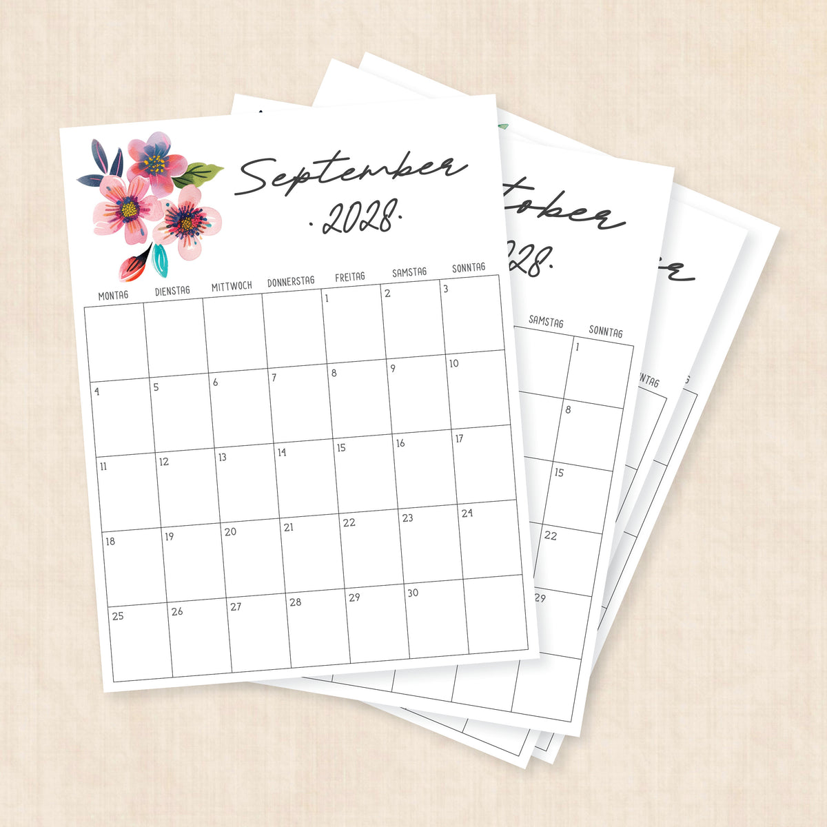 Kalender 2028 zum Ausdrucken
