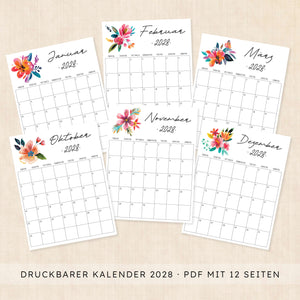 Kalender 2028 zum Ausdrucken