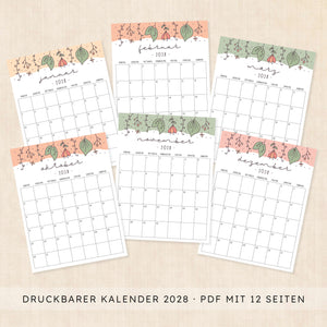 Kalender 2028 zum Ausdrucken