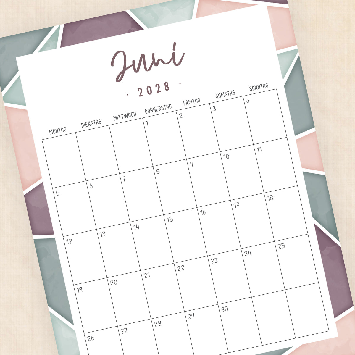 Kalender 2028 zum Ausdrucken